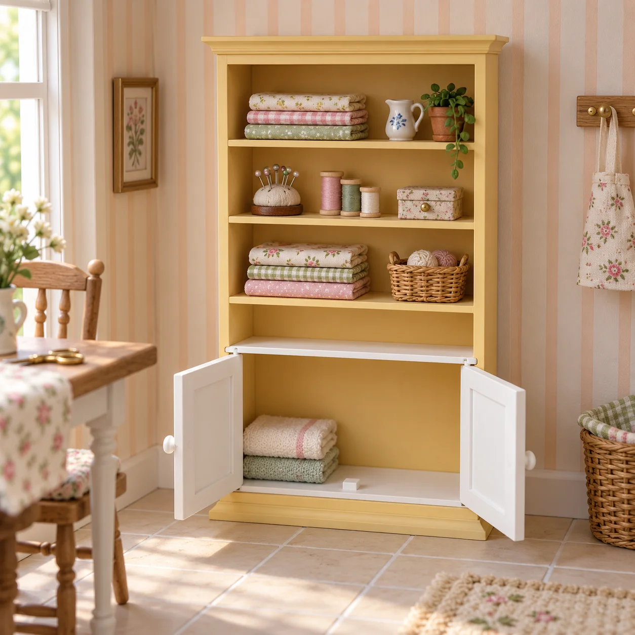 Miniature Double-door Bookcase, doll House, Living Room and Other Scene Decorations, Miniaturization Collectors.