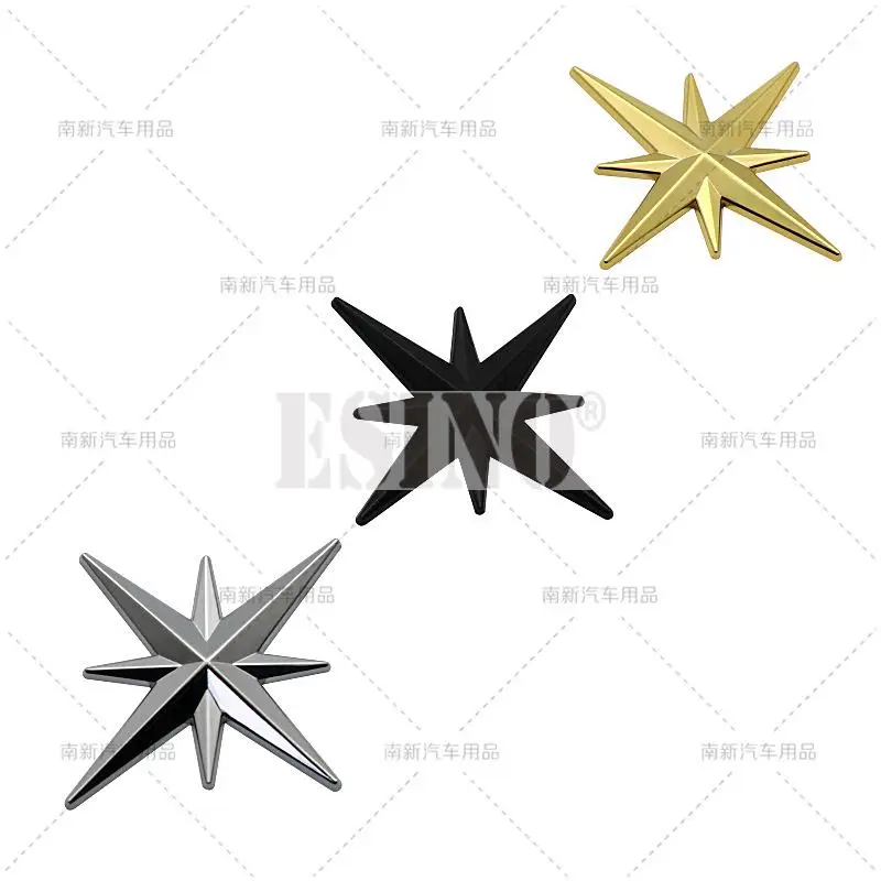 Car Styling 3D Eight-pointed Octagonal star Metal Alloy Adhesive Emblem Trunk Badge Fender Sticker Body Decal Car Accessory