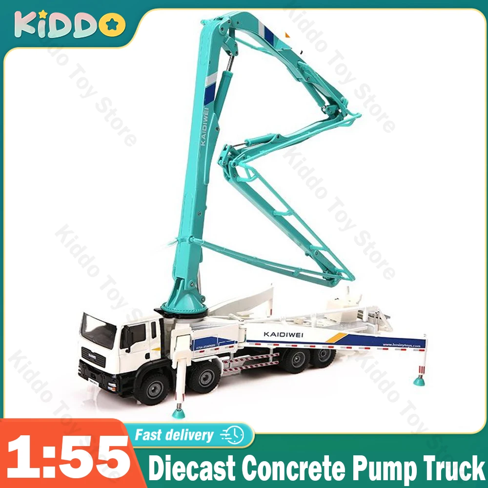 1:55 Diecast Concrete Pump Truck High Simulation Construction Vehicle Car Model Toys Alloy Diecast Vehicle Birthday Gift for Kid