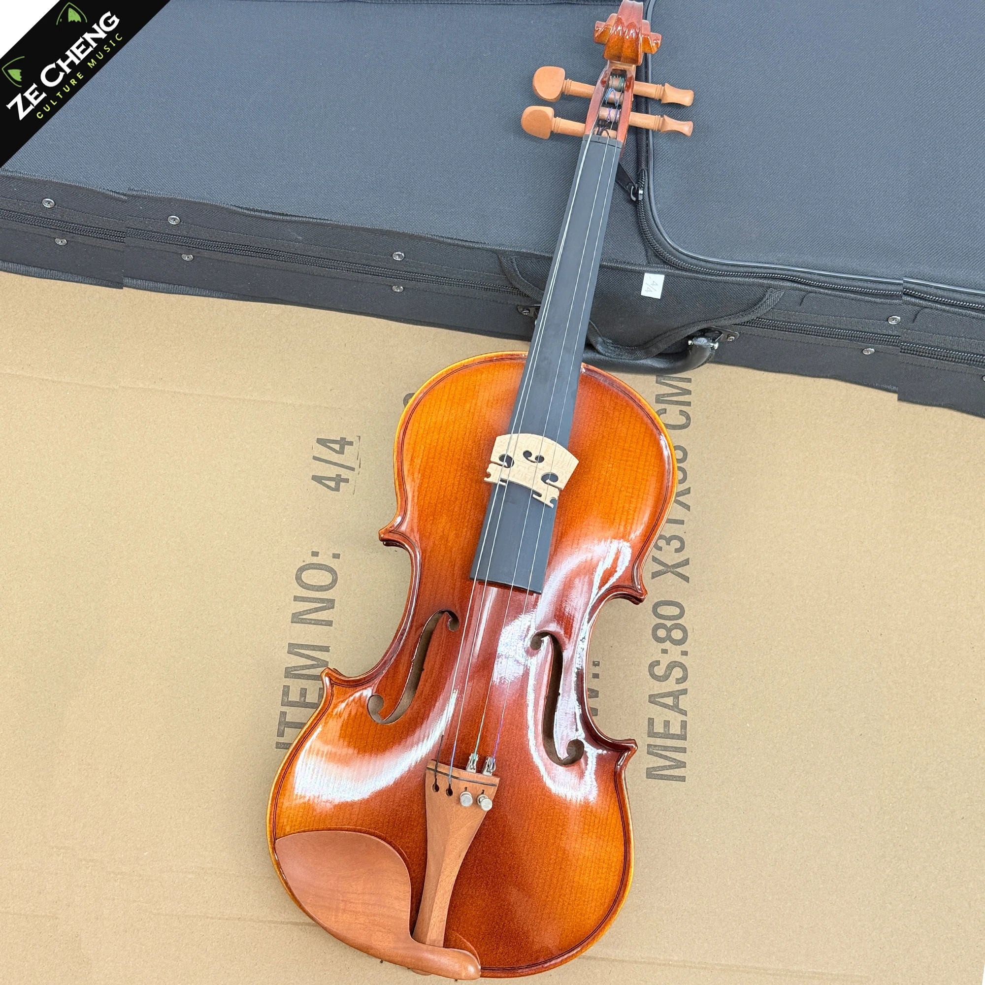 

High Quality Handmade Stripesd Single Back Maple Original Violin 4/4 Professional String Instrument with Hard Case, Shoulder Rest, Bow, Strings, Mute