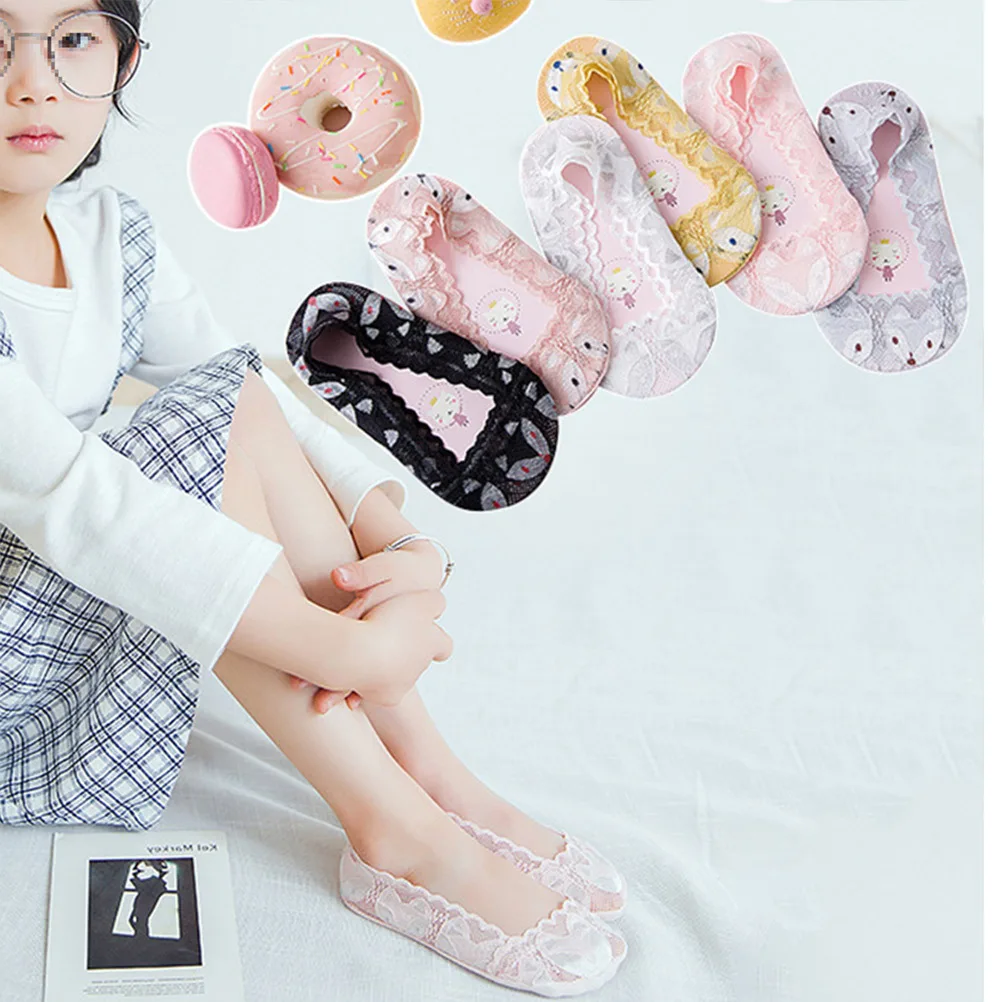 

3Pairs Anti-Skid Invisible Socks Girls Low Cut Ankle Design Breathable Sweat Absorb Daily Use Invisible Socks