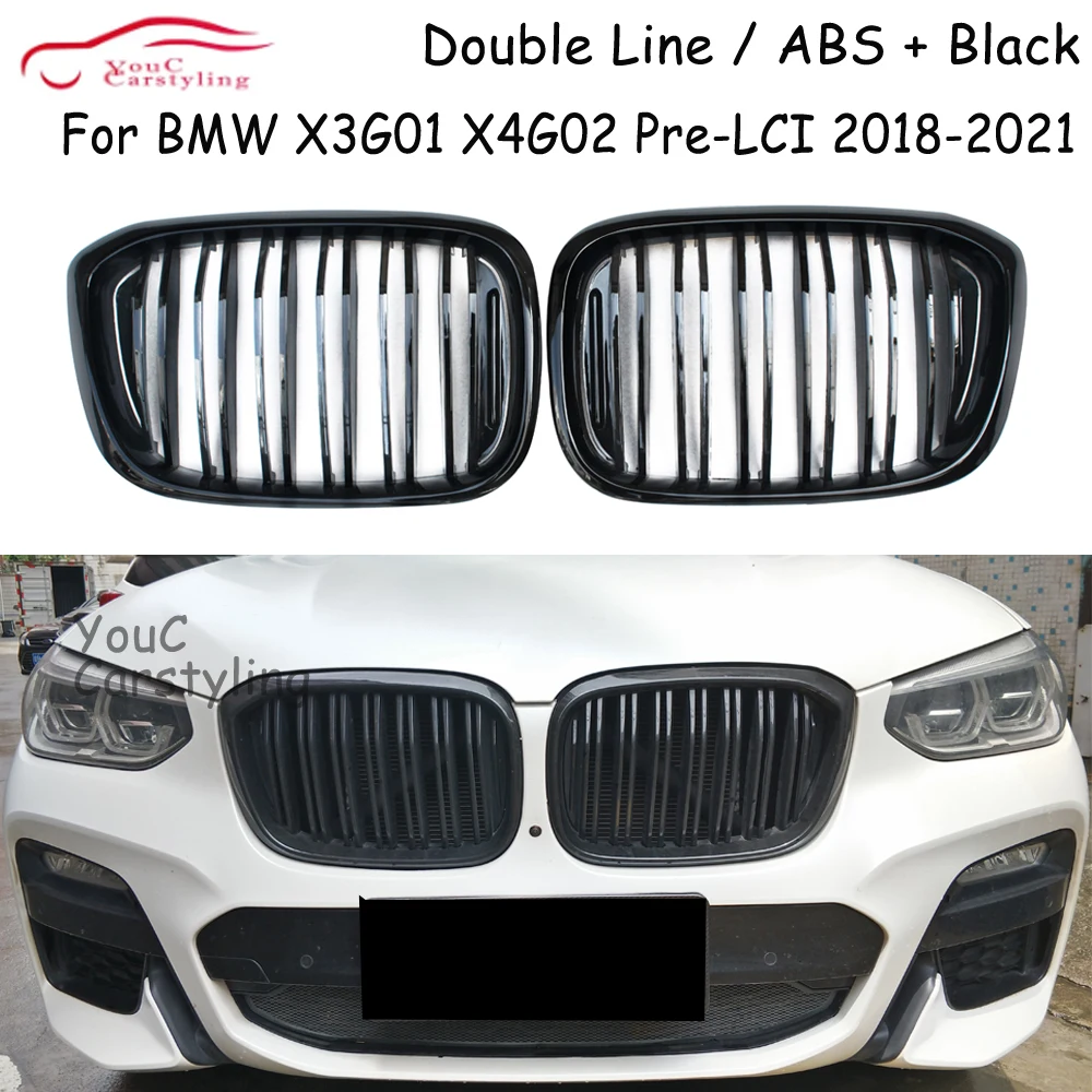 G01 Front Bumper Grille for BMW X3 G01 X3M F97 & X4 G02 X4M F98 2018-2021 5-door SUV ABS Glossy Black Grille Mesh