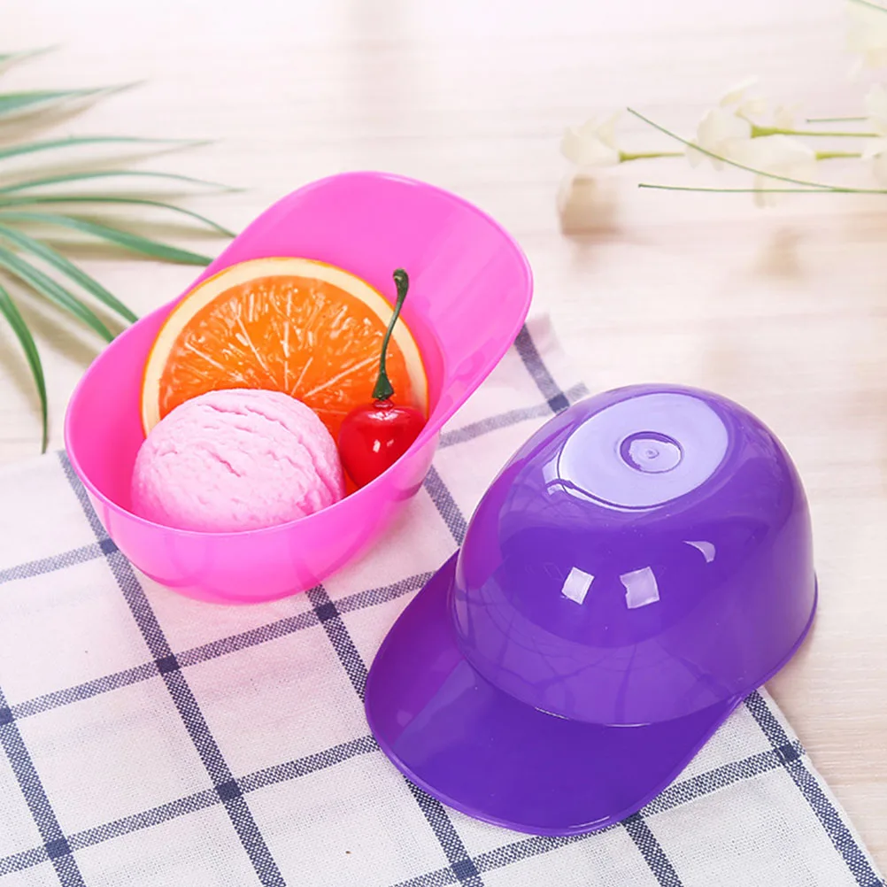 

12Pcs Exquisite Ice Cream Bowls Chic Baseball Hat Style Multipurpose Food Storage Kitchen Gadgets Home Office Restaurant Use
