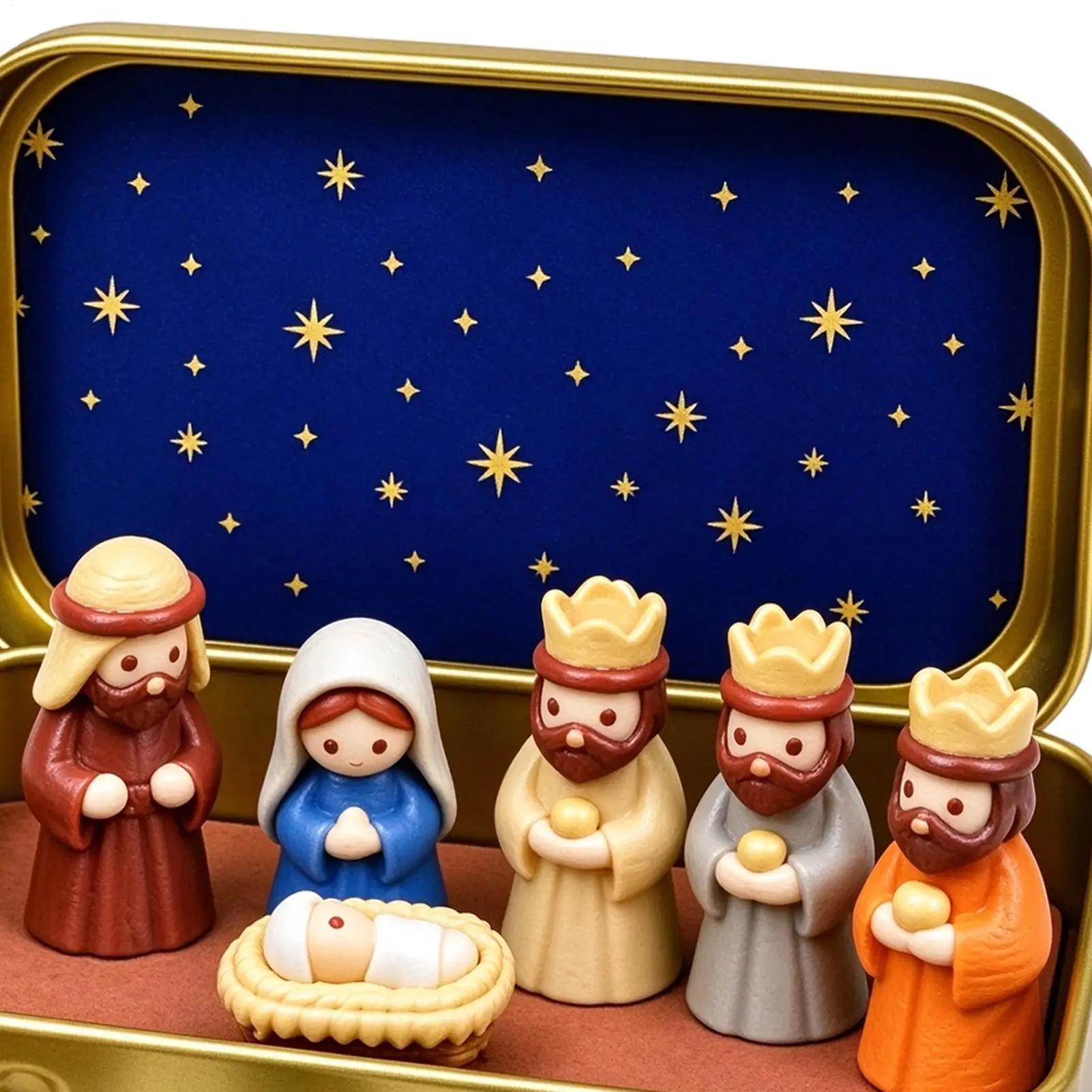 Mini Nativity In A Tin Box Christmas Home Desktop Decoration Religious Keepsake Stocking Stuffer For Homeowners Renters Dweller