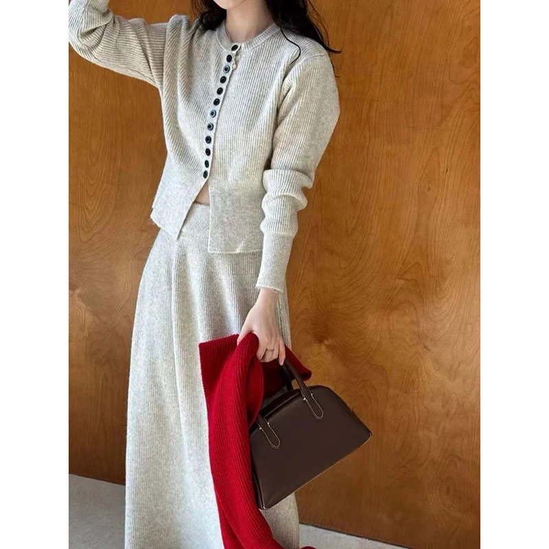 Fashion Women's 2 Piece Outfits Sweater Skirt Sets Long Sleeve Tops Maxi Skirts 2024 Knit Fall Dress Autumn Winter Sweater Suits