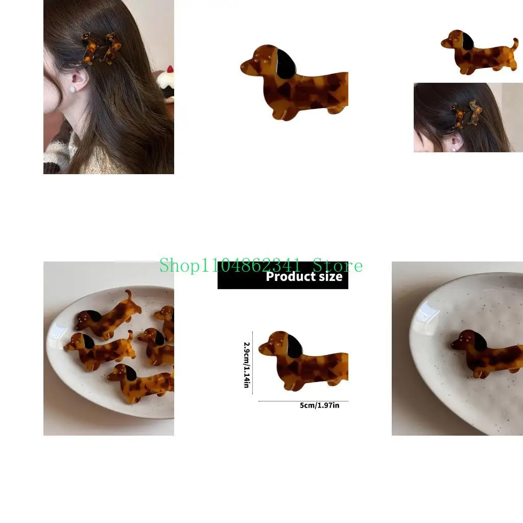 5ASD لطيف الكرتون مقطع الشعر مقطع Dachshund Girls Acrylic chrylic adorkable puppy