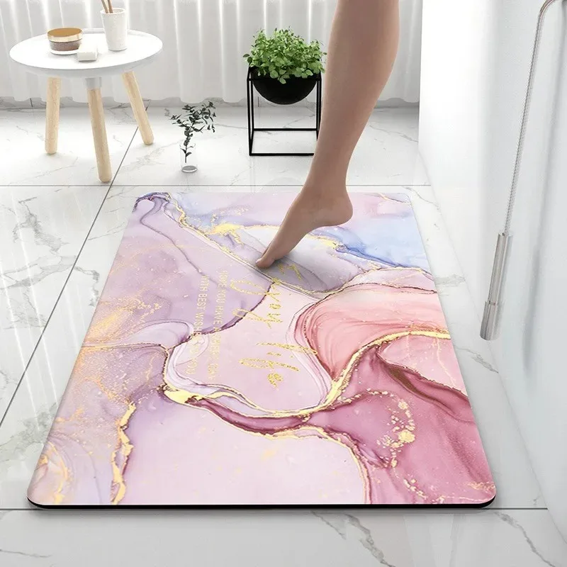 

Bathroom Rugs Soft Diatomaceous Earth Floor Mat Super Absorbent Toilet Carpet Door Foot Mats Bath Non-slip Rubber Shower Rug Pad