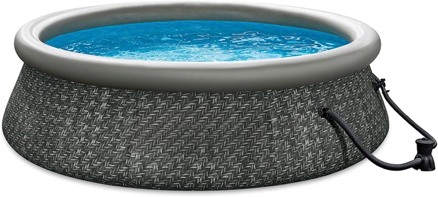 

10' x 30" Quickset Designer Round Inflatable Ring Top Outdoor Above Ground Swimming Pool with Filter Pump and Pool Filter