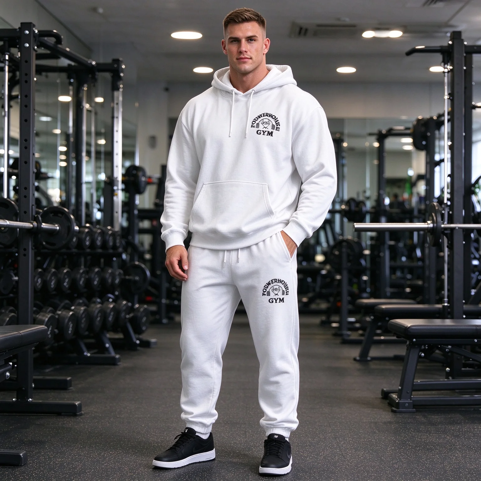 New Men's Hooded Sweatshirt - Harajuku Style Loose-Fitting Sporty Fitness Model, Suitable for Street Wear in Autumn and Winter