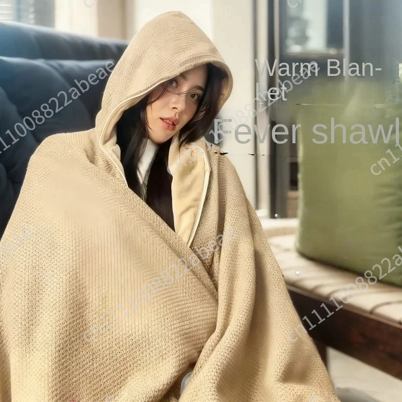 Portable Electric Blanket Shawl Heating Blanket, USB Powered Graphene Heating Detachable and Washable -15 Second Fast Heating