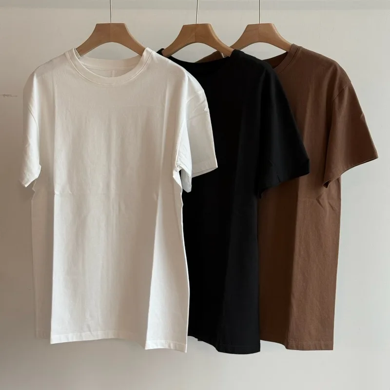 

High-end Daily Cotton Comfortable Skin-friendly Basic Three-color Round Neck Short-sleeved Top Women T-shirt
