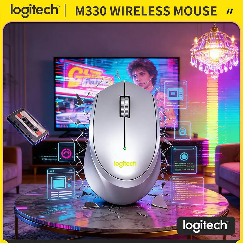 

Беспроводная мышь Logitech M330 Silent с наноприемником USB 2.4 ГГц, эргономичным дизайном, бесшумным кликом, надежным соединением и радиусом действия 10 м для ПК, Mac, ноутбуков