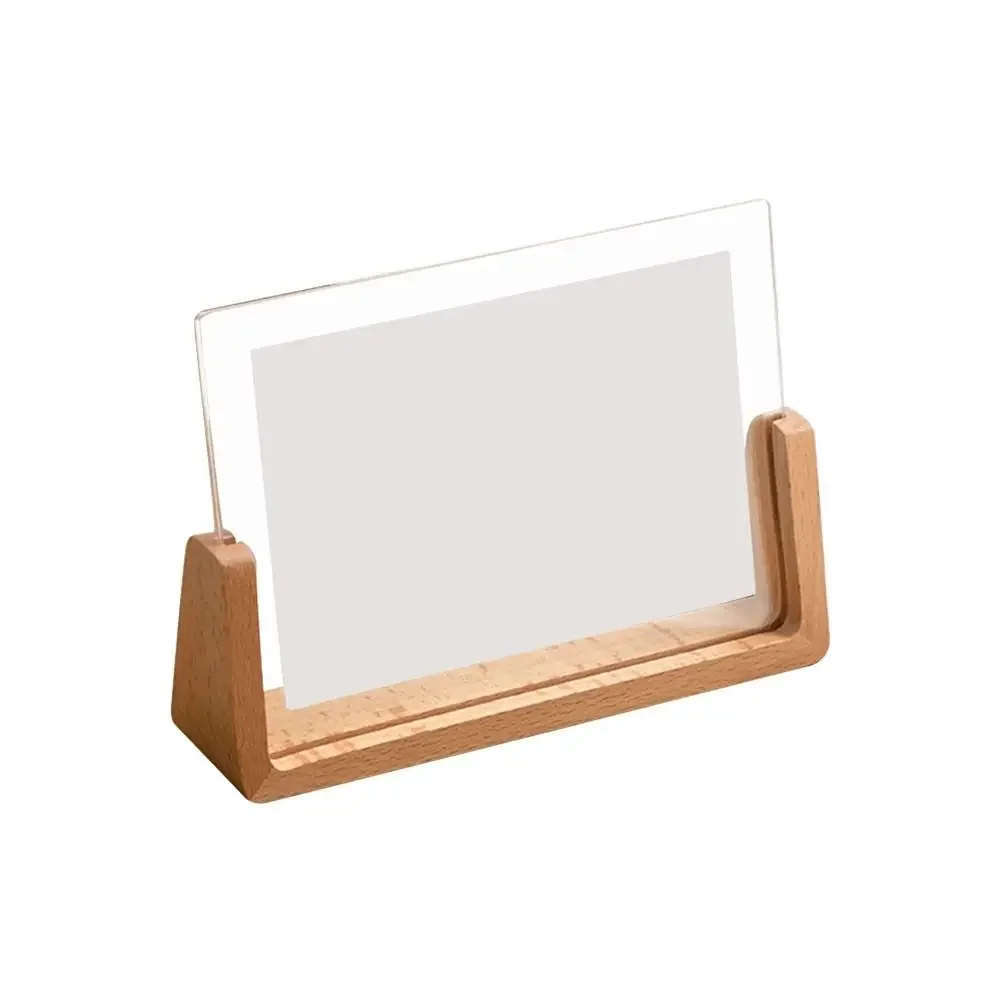 Walnoot/Beuken Creatieve Fotolijst Acryl U-vorm Transparant Frame Desktop Houten Bruiloft Fotolijst Kantoor Decor