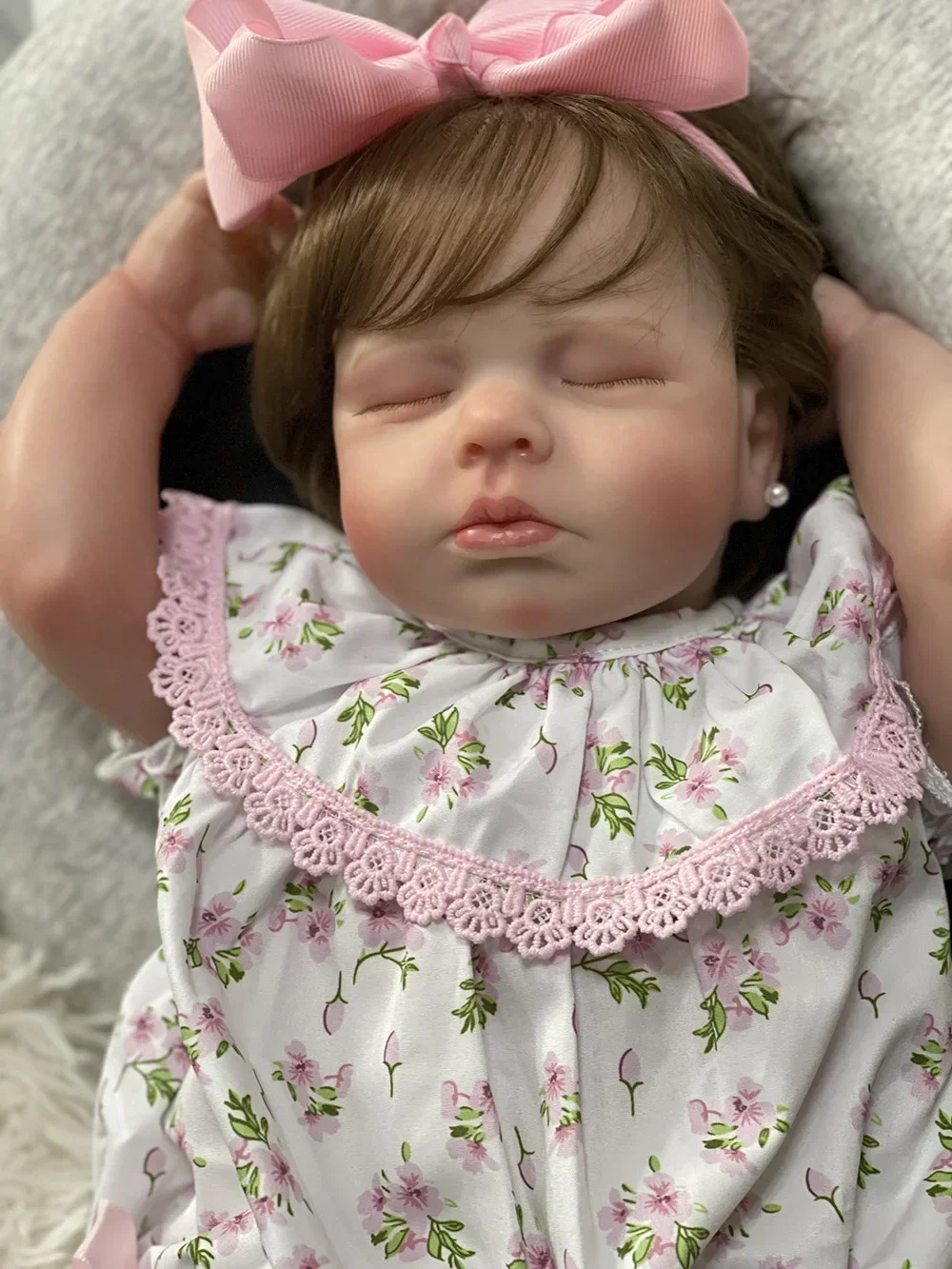 

20inch Reborn Baby Dolls Loulou with Rooted Hair Soft Cuddly Body Sleeping Baby Already Painted Skin Visible Veins muñeca bebe