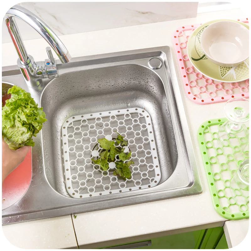 

Kitchen Sink Divider Green Silicone Protector Mat Heat Insulation Sink Mat Cushion for Kitchen Household