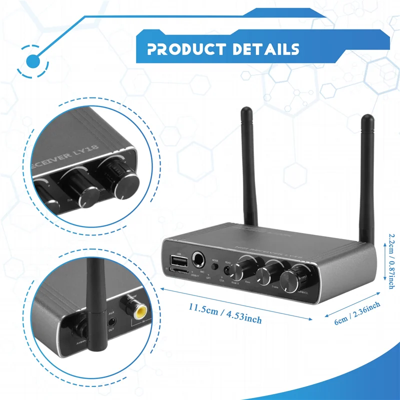 New LY18 HIFI Lossless Bluetooth Receiver Long Distance Bluetooth Adapter 5.4 Adapter Audio Wireless Receiver 6 In 1