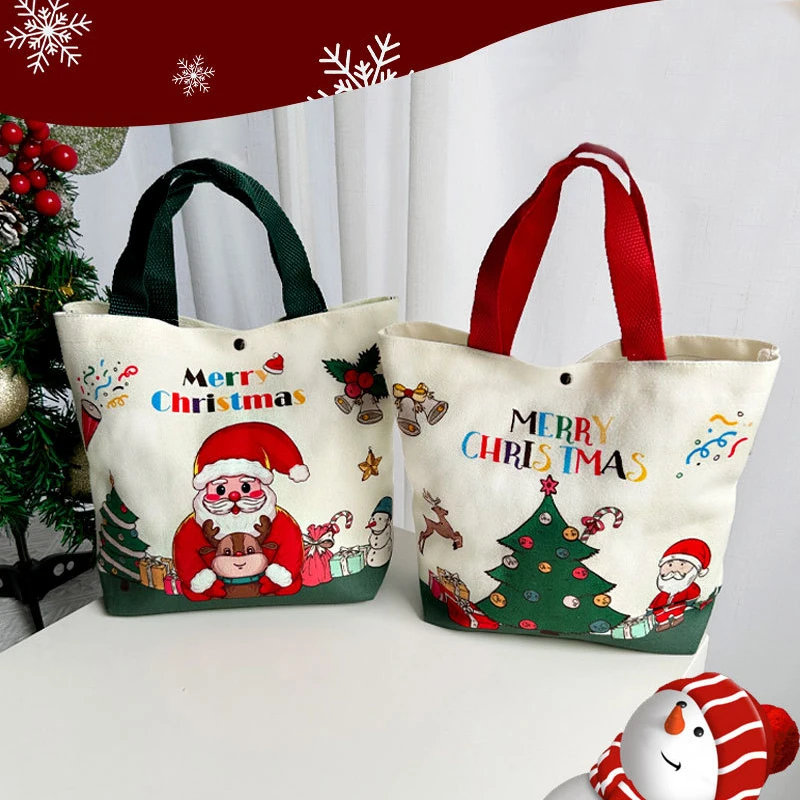 New Foreign Trade Spot Christmas Gift Bag Gift Bag Cartoon Santa Snowman Tote Bag Canvas Bag