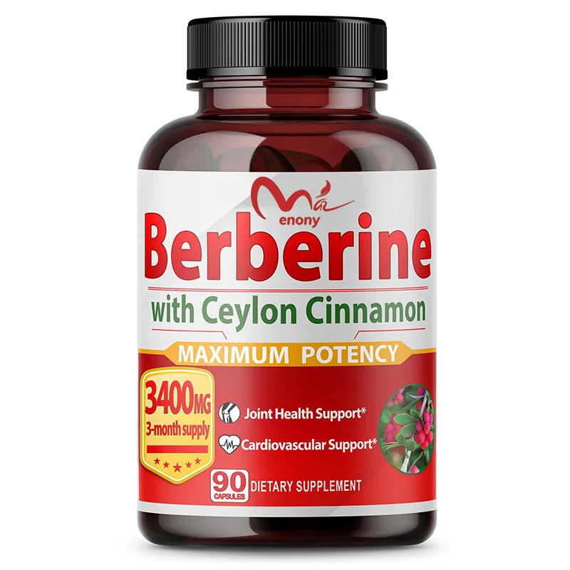 Berberine with Ceylon Cinnamon Capsules Equivalent to 3400 mg Maximum Potency with Gymnema  Black Pepper Glucose Metabolism