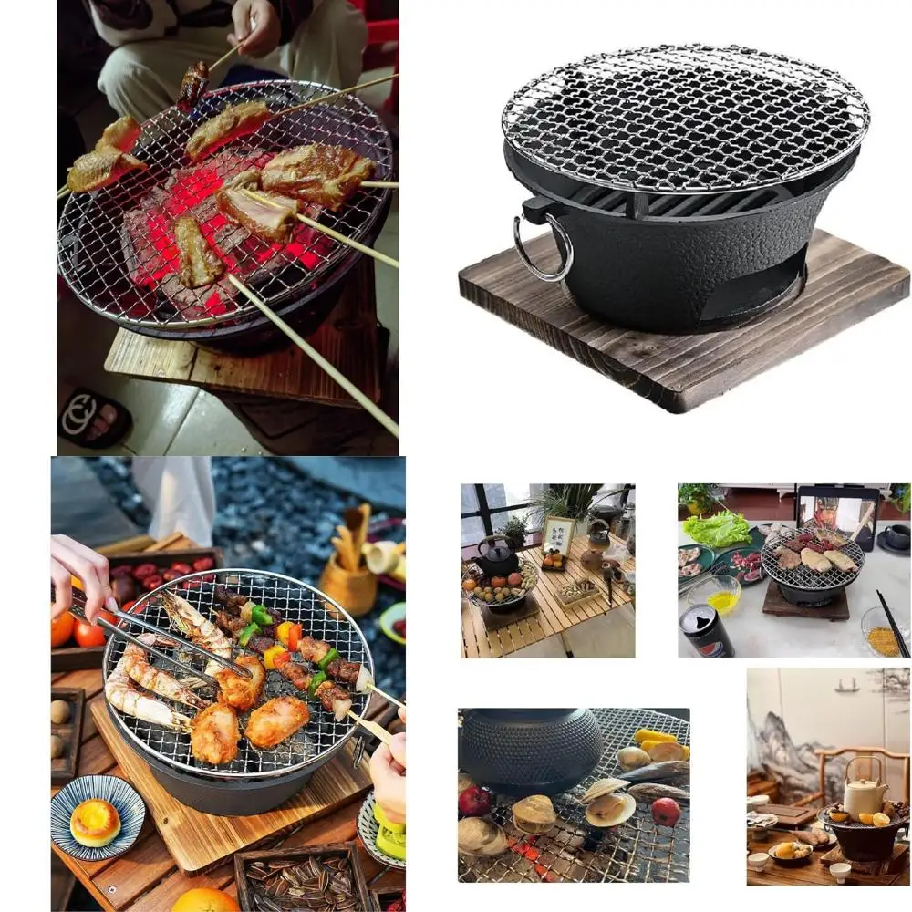 

Портативный чугунный гриль-хибачи для улицы и кемпинга — идеально подходит для пикников, барбекю и домашнего использования
