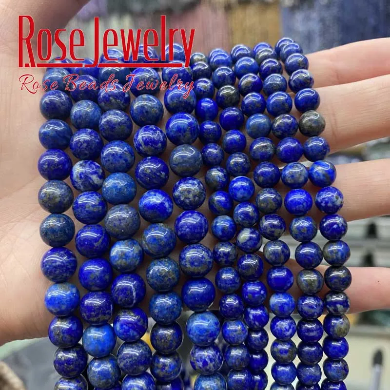 

Hight Quality Natural Lapis Lazuli Stone Beads For Jewelry Making Round Loose Beads DIY Bracelets Necklace 15'' 4 6 8 10 12mm 7A