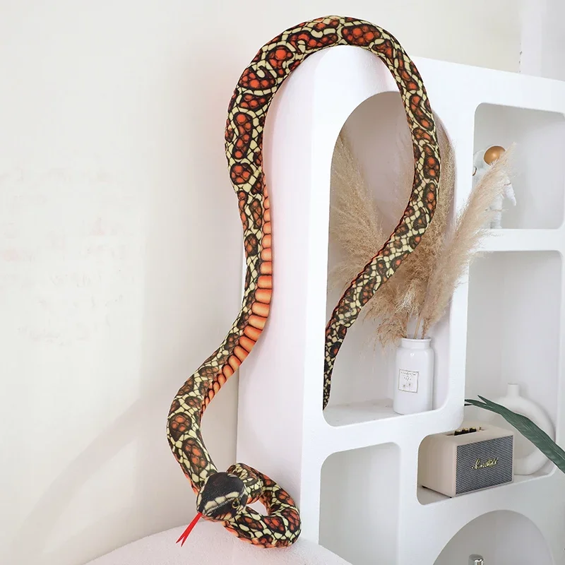 Simulated Python Snake Plush Toy Giant Boa Cobra Lifelike Stuffed Snake Plush Pillow Children Boy Birthday Gift Home Decoration