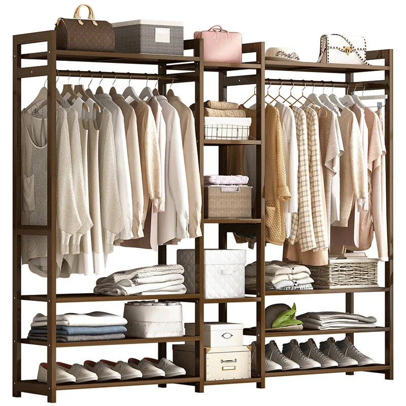 

Hanging hanger Floor-to-ceiling drying rack Bedroom Simple modern solid wood coat rack
