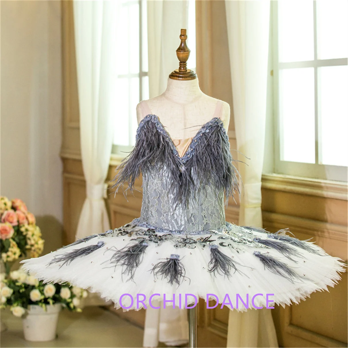 Hot Sale Exclusive Costomization Professional High Quality Costom Color Costom Size Girls Kids Performance Wear Grey Ballet Tutu