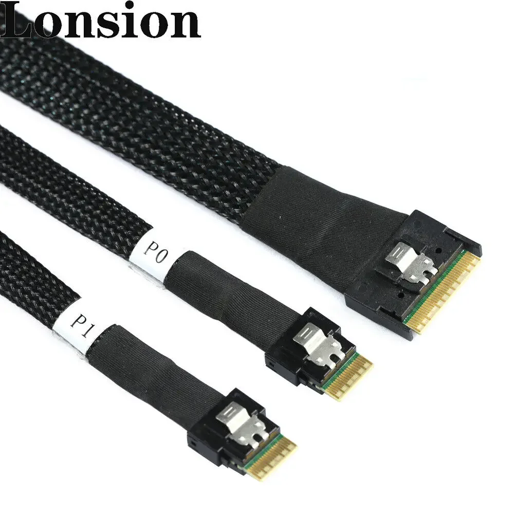 Slimline SAS SFF-8654 8I To 2 Ports SFF-8654 4I Server connection Cable