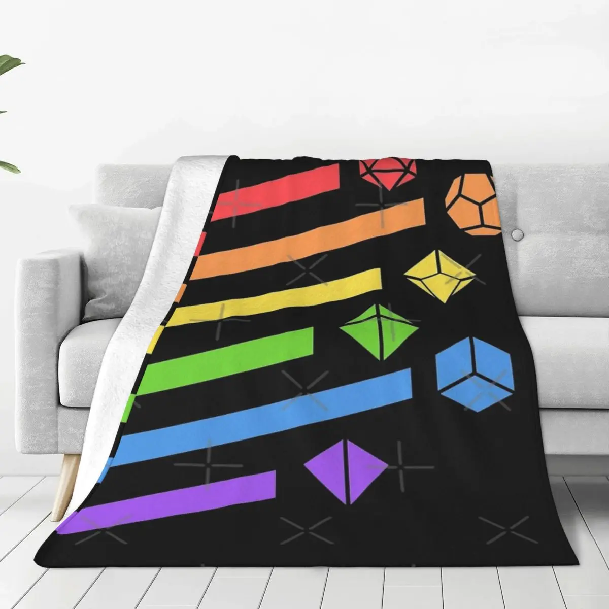 Rainbow Dice Set Tabletop RPG Gaming Four Seasons Universal Blanket Fireplace Can Be Laid Halloween Gifts