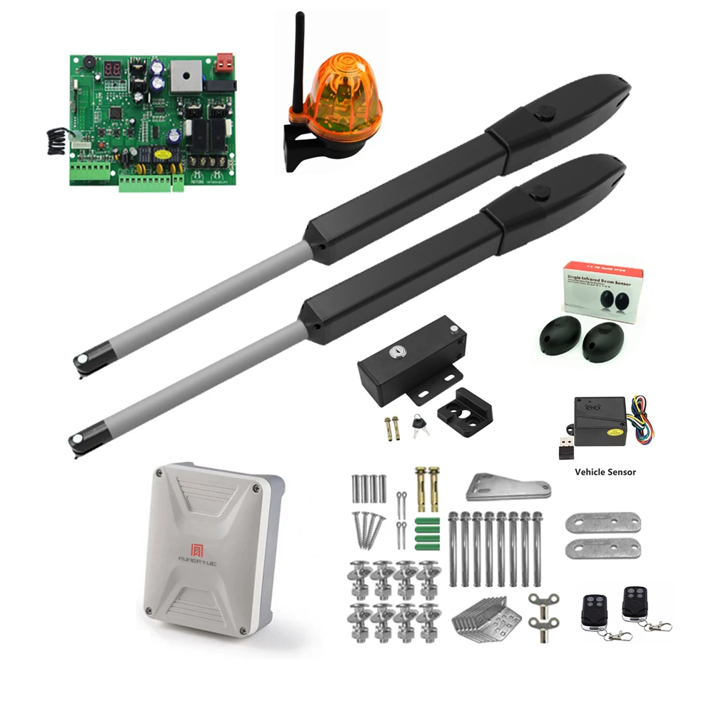 New Product PKM-C026 Automatic Gate Opener Kit Heavy Duty Dual Gate Operator for Dual Swing Gates Black Wrought Iron Hollow Door