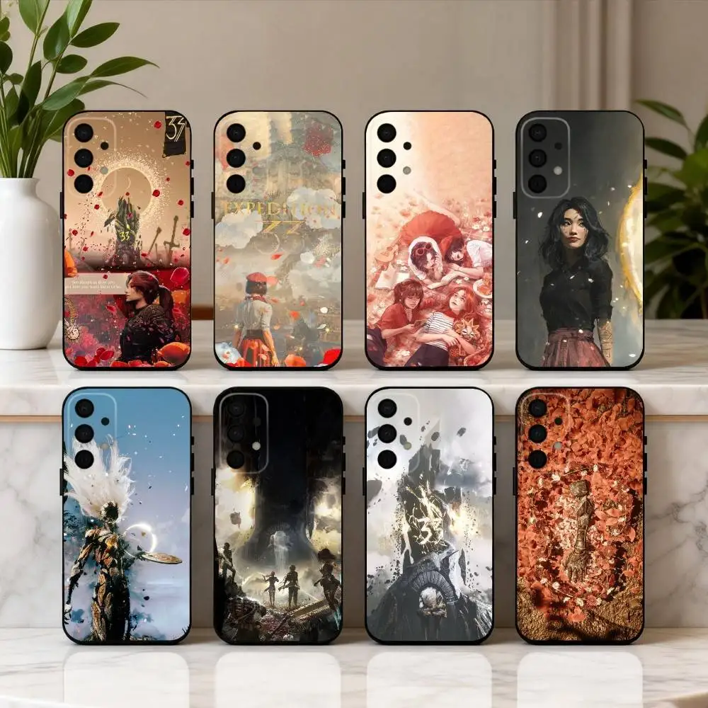 G-Game Clair O-Obscur E-Expedition 33 Phone Case For Samsung Galaxy A73,A72,A71,A70,A53,A52,A51,Soft Silicone Black Cover