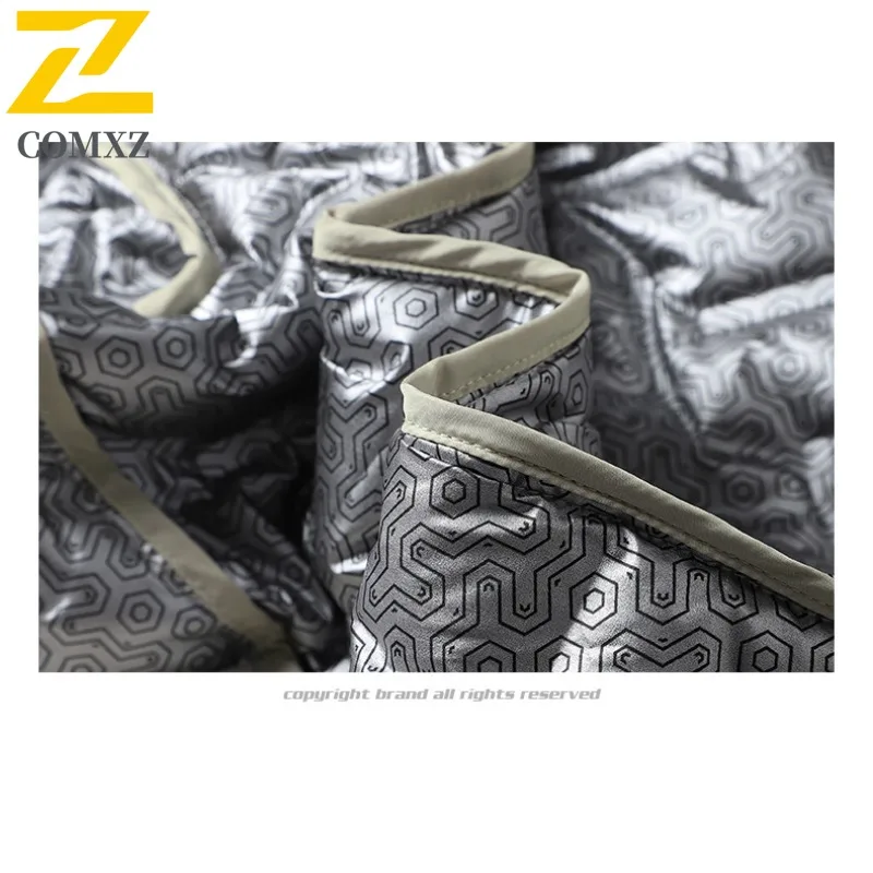 COMXZ 2025 Mens Graphene Lightweight Down Jacket 80 Grey Duck Down Hooded Coat waterproof and windproof lightweight windbreaker