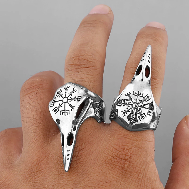 Retro Personalized Steel Color Skull Bird Skull Creative Hip Hop Unique Alternative Style Ring