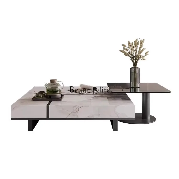 

Italian minimalist rock slab coffee table light luxury high-end living room home