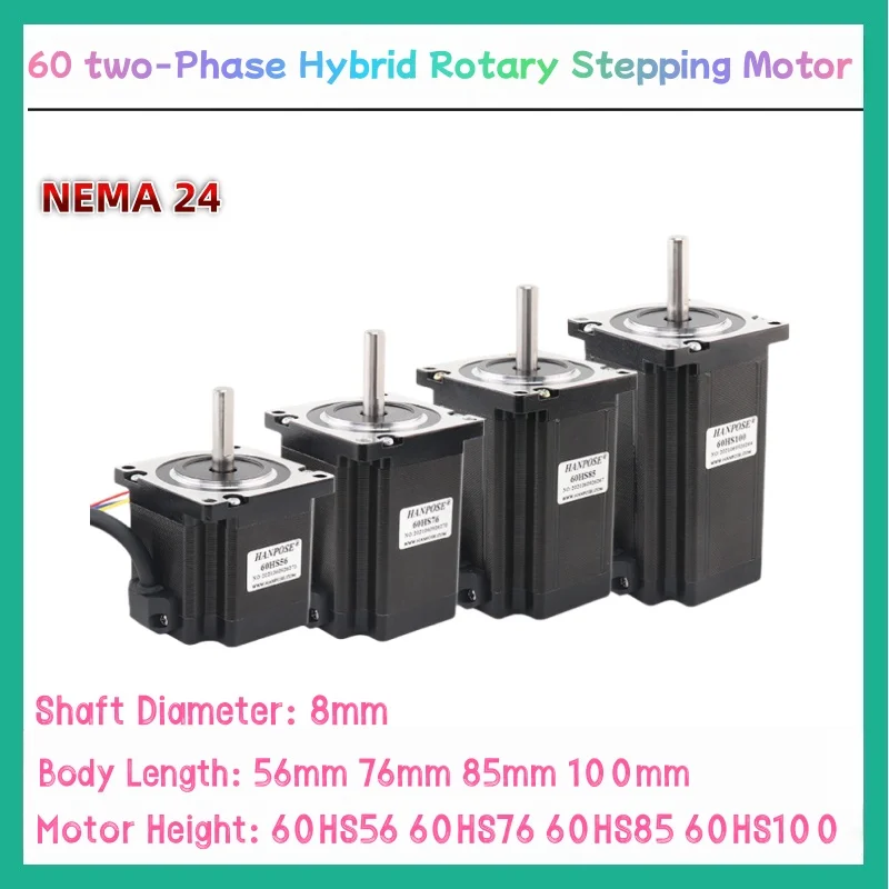 

60 Series Stepper Motor 60HS56 60HS76 60HS85 60HS100 Printer Accessories Nema 24 Stepper Motor for mini CNC 3D Printer