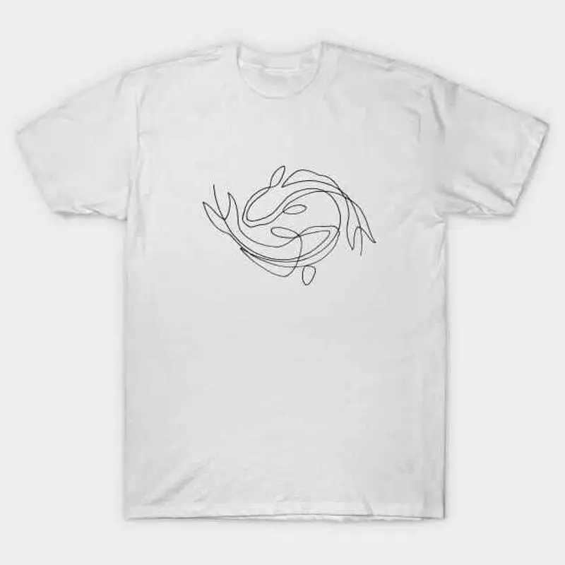 

Koi Line Art T Shirt S 5XL Fast Shipping