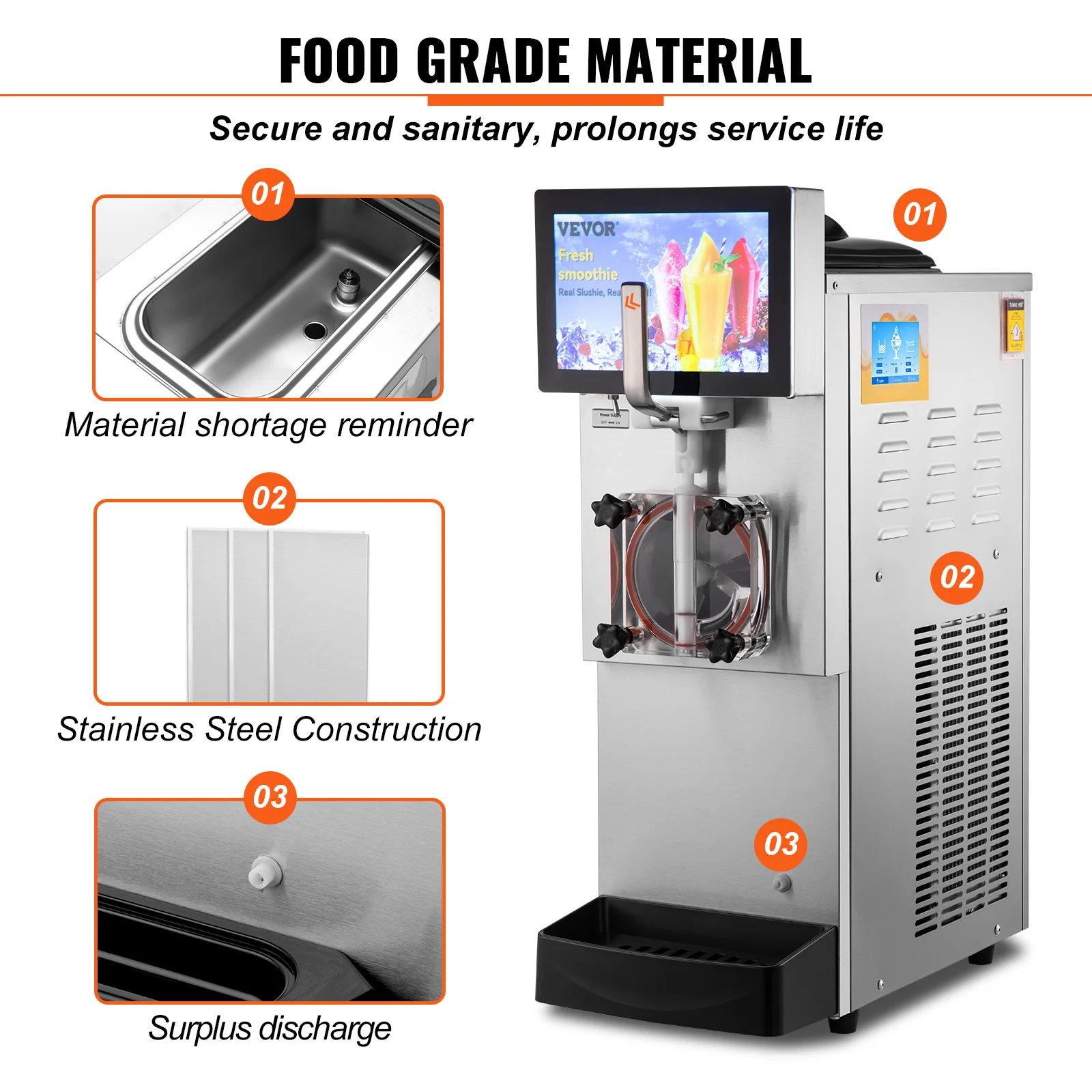 VEVOR 8L / 2.1 Gal Slushy Margarita Machine Pojedyncza miska Smoothie Frozen Drink Dozownik napojów Slushie Maker dla restauracji