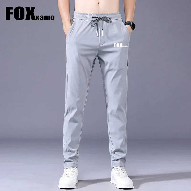 Foxxamo Männer Radfahren Freizeit hose weiche Elastizität Schnürung Outdoor Sport Taille einfarbige Tasche Applikation Arbeits hose männlich