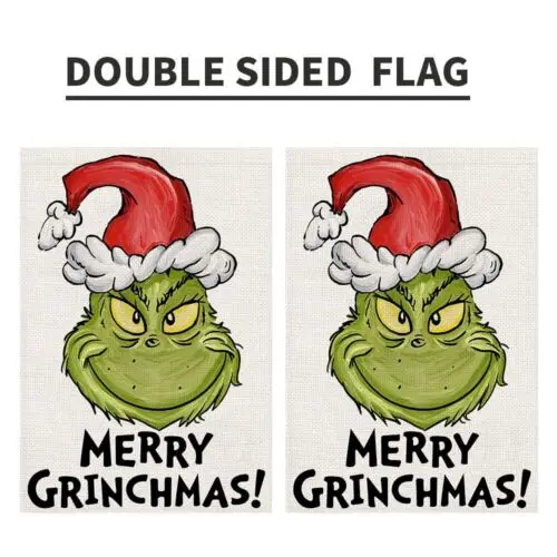 Christmas Decorations Santa Greench Merry Greenchmas Garden Yard Flag 12x18