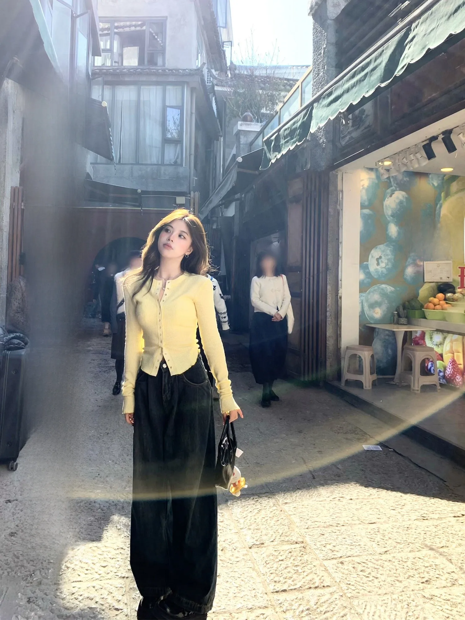 

Женские джинсы Waed Denim с широкими штанинами, свободные прямые брюки для похудения, осенние повседневные длинные брюки с завышенной талией