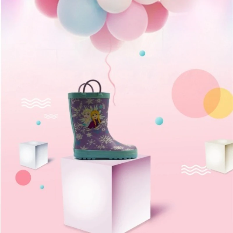 Frozen Cartoon Regenstiefel, wasserdichte rutschfeste Schuhe für Mädchen, Kindermuster-Design, Outdoor-Bekleidung