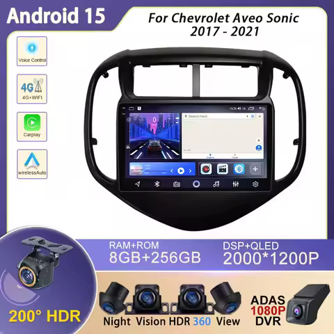 Android Auto For Chevrolet Aveo Sonic 2017 - 2021 Multimedia Car Radio Monitor Player Autoradio GPS Navigation Stereo Carplay BT