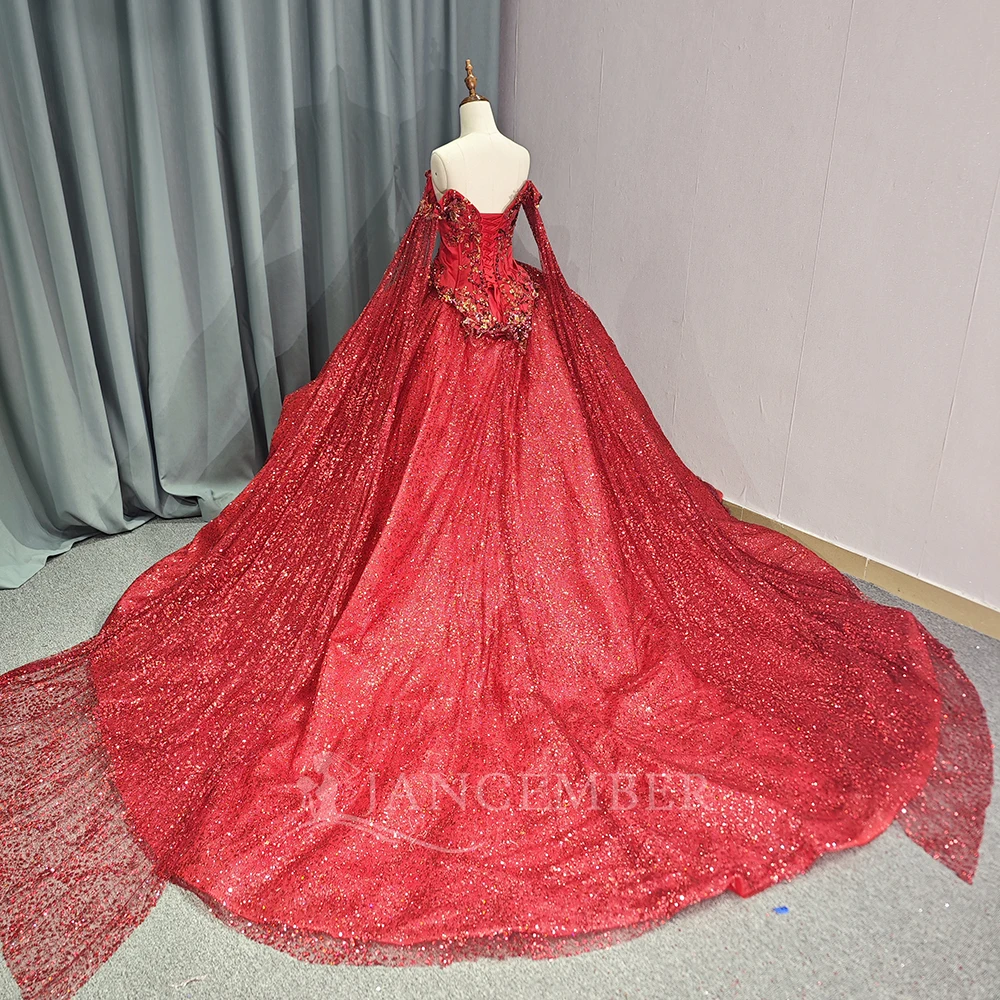 Customized Red Quinceanera Dress Ball Gown Floral Customized Beading Crystal Exquisite Corset Sweet 16 Vestido De 15 Anos DY9984