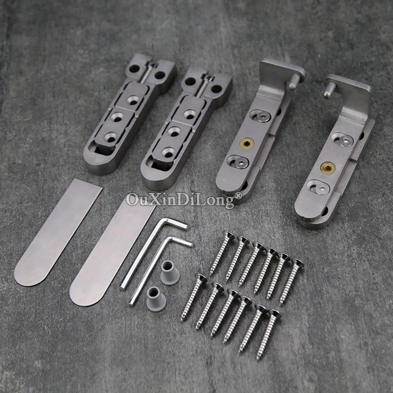 Brand New 1Set 304 Stainless Steel Heavy Door Pivot Hinges 3D Adjustable Invisible Hidden Door Hinges Install Up and Down