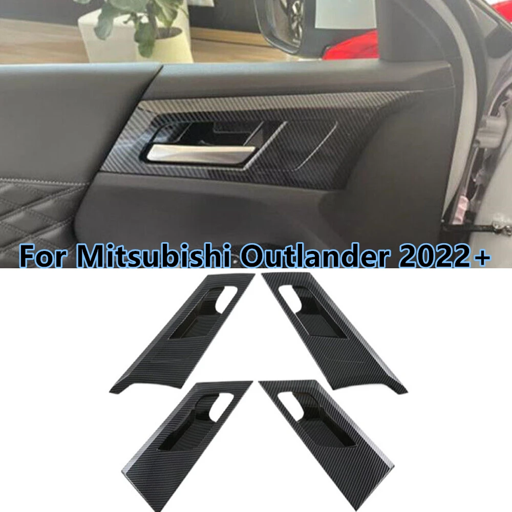 

Внутренняя дверная ручка из углеродного волокна для Mitsubishi Outlander 2022 +, крышка чаши, отделка, автомобильные аксессуары