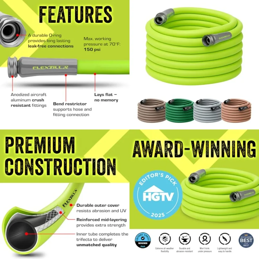 

Garden Hose 5/8 in. x 75 ft., Lightweight All-Weather Water Hose, Durable and Flexible, Leak-Free Connections