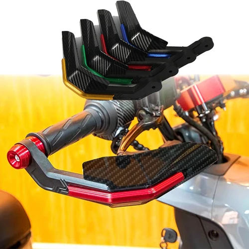 Imagen 1 del producto Protectores universales de manillar de fibra de carbono a prueba de viento de 7/8 ""para motocicleta, protector de palanca de montaña con refuerzo de aluminio