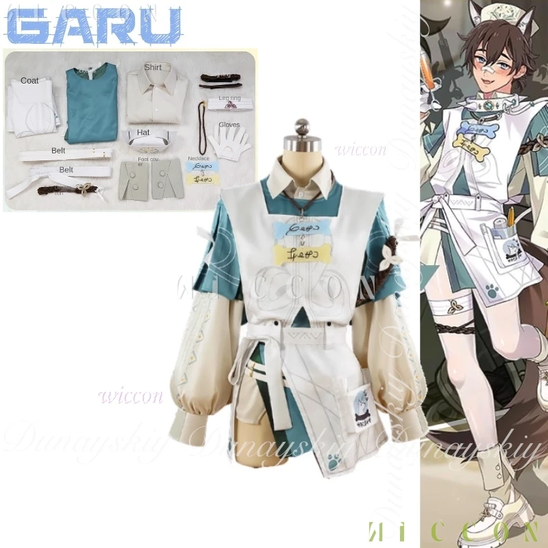 هالوين كرنفال لعبة Garu تأثيري الإنسان مثل الذئب شيطان براون شعر مستعار قصير disfraz الأخضر الأبيض ممرضة الزي تأثيري حلي Se