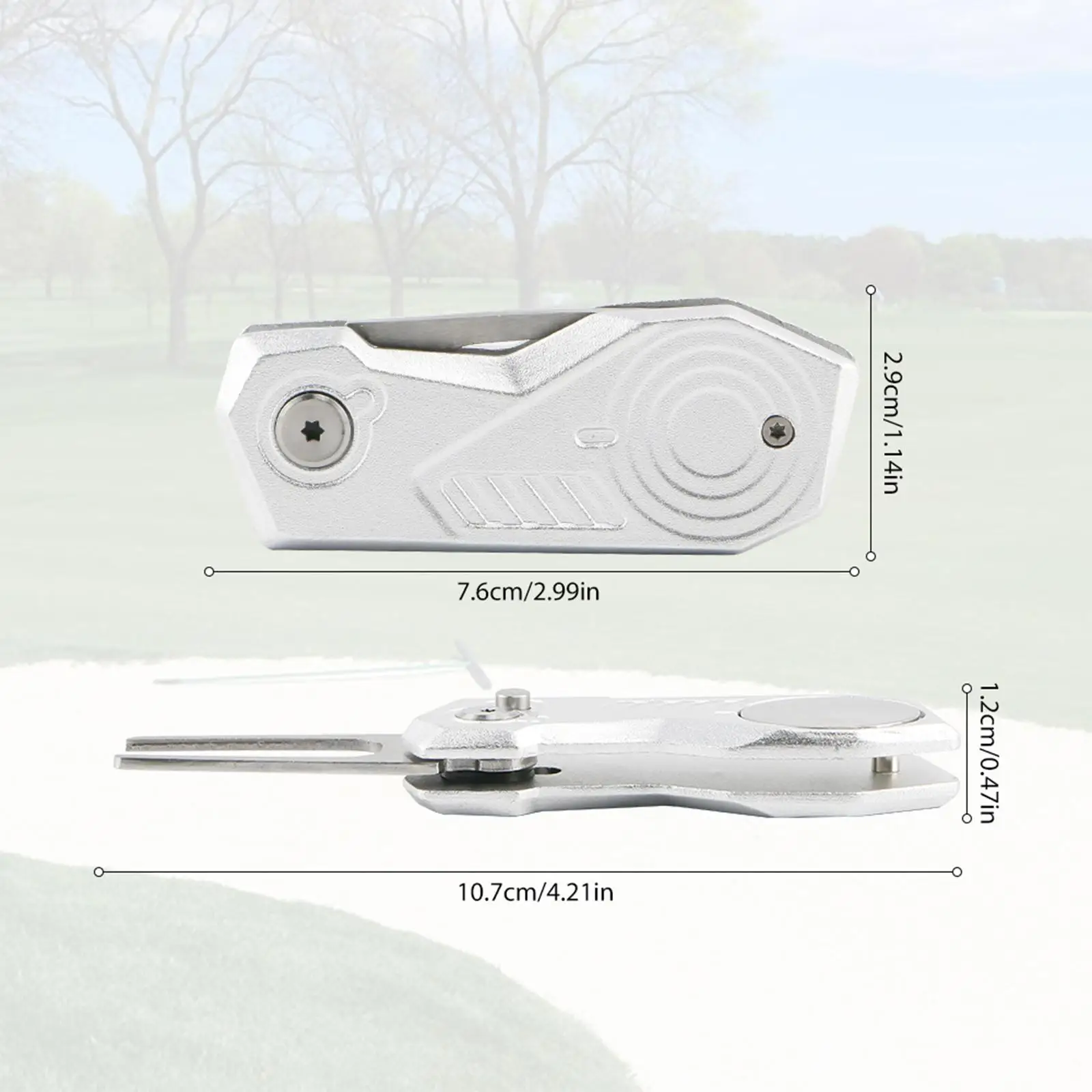 골프 디봇 도구 경량 접이식 휴대용 스타디움 용품, 피치 마크 수리 포크, 내구성 있는 골프 피치 포크, 스테인리스 스틸