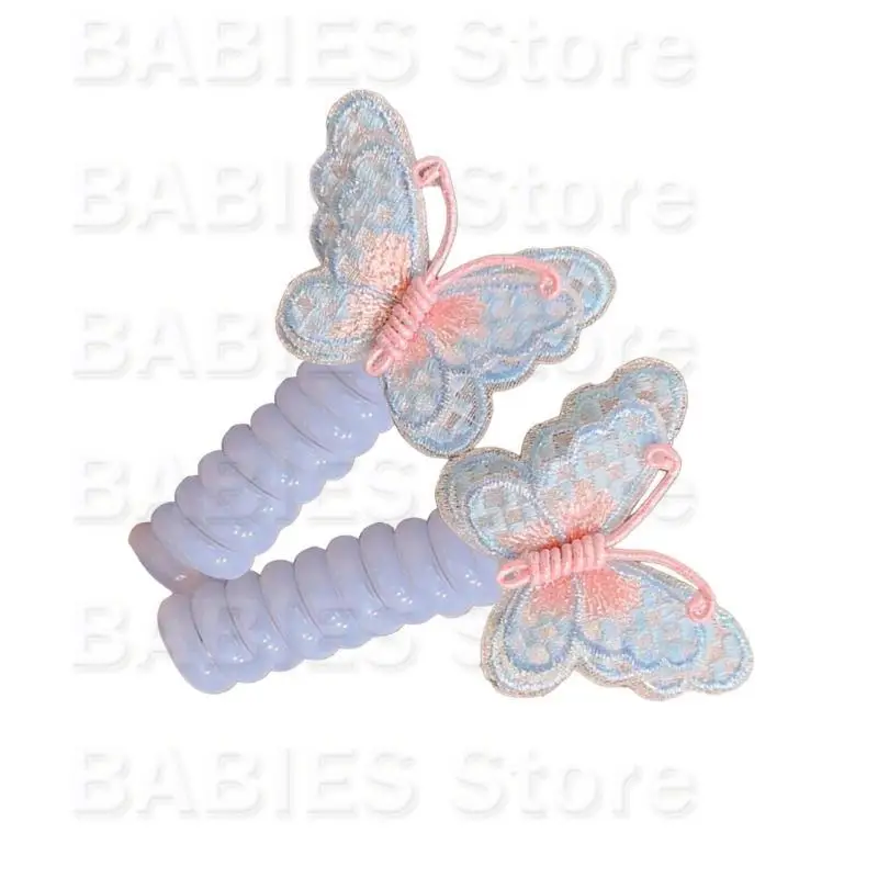 

C9GB Sweet Girl Hair Ropes Butterfly Cord Hair Ties Child Braid Hair Scrunchies 2PCS